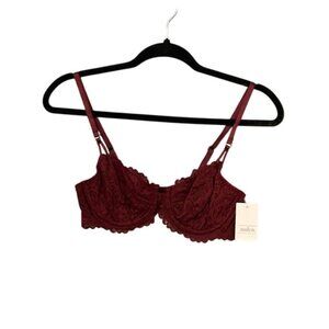 NWT NEW Women's Lace Unlined Balconette Bra - Auden Berry Red 34B
